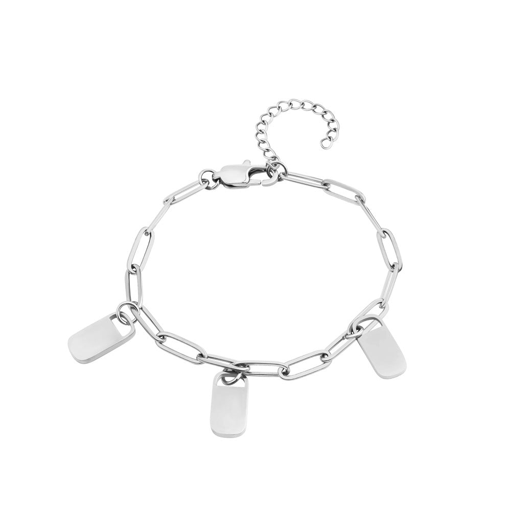 Personalized Stainless Steel Heart Charm Bracelet