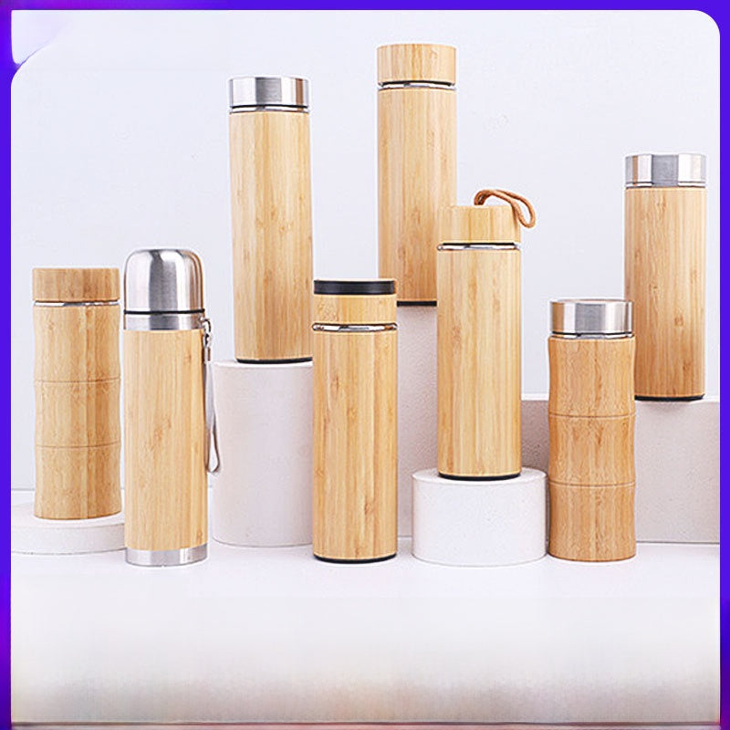 Double-walled stainless steel smart bamboo-shell cup