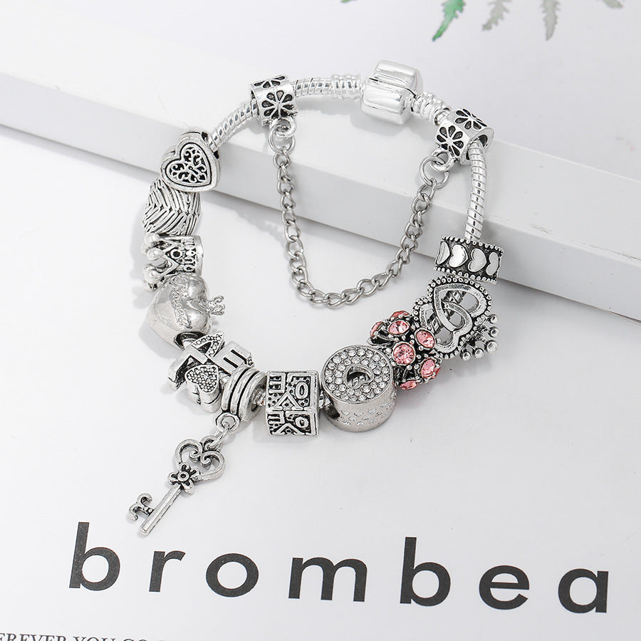 Crown Love Beads Charm Bracelet