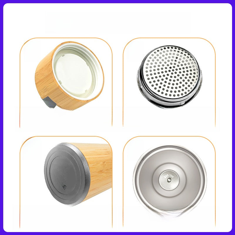 Double-walled stainless steel smart bamboo-shell cup