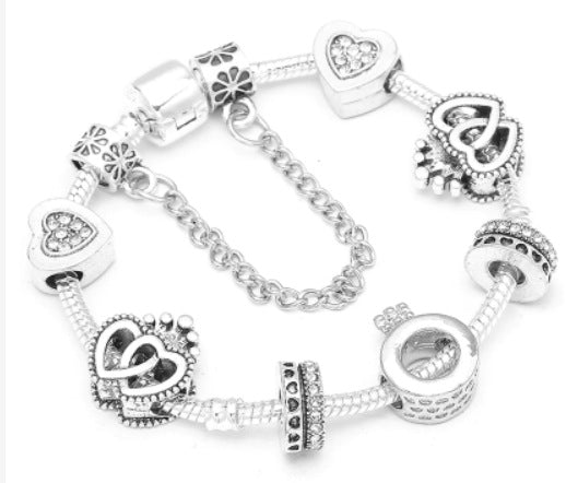Crown Love Beads Charm Bracelet