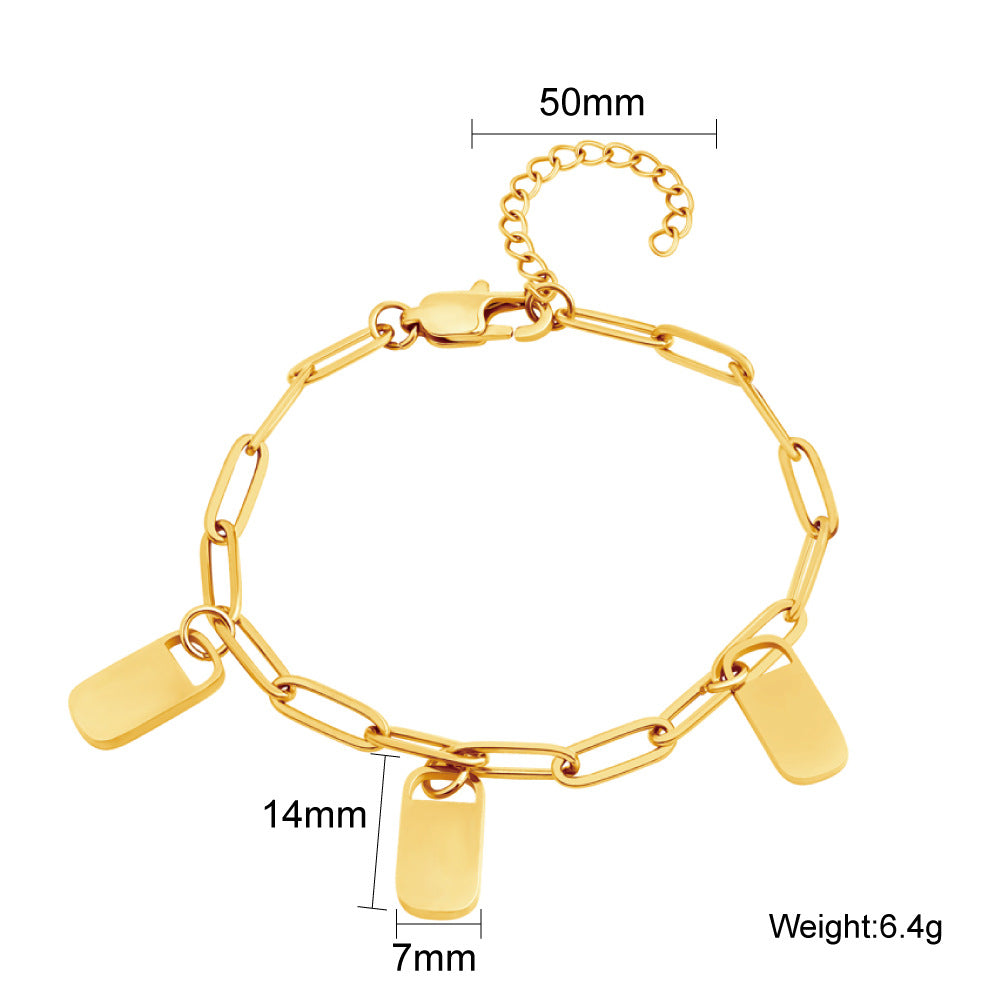 Personalized Stainless Steel Heart Charm Bracelet