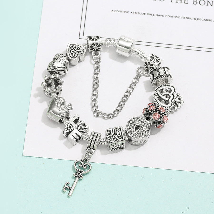 Crown Love Beads Charm Bracelet