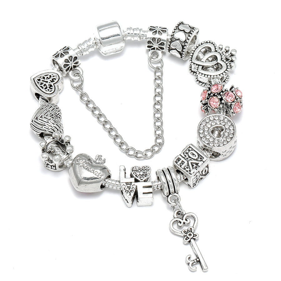 Crown Love Beads Charm Bracelet