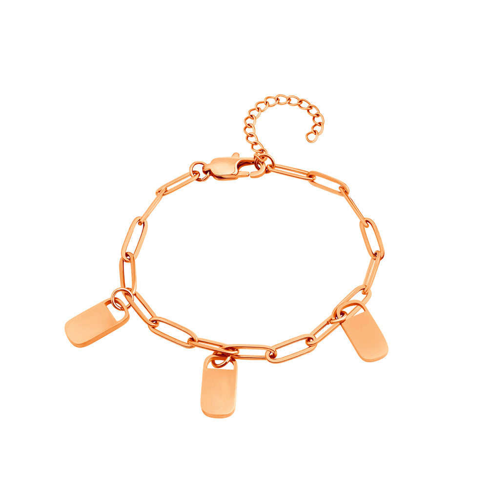 Personalized Stainless Steel Heart Charm Bracelet