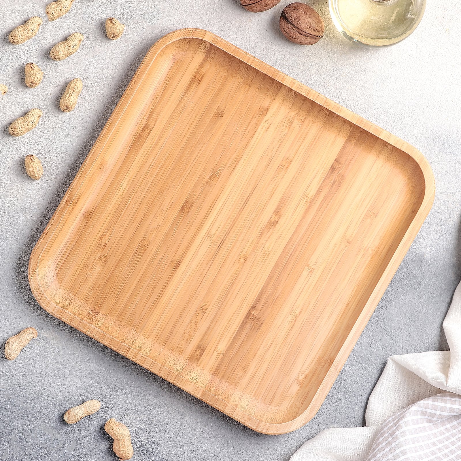 Set Of 6 Bamboo Square Plate 10" inch X 10" inch | For Appetizers / Barbecue