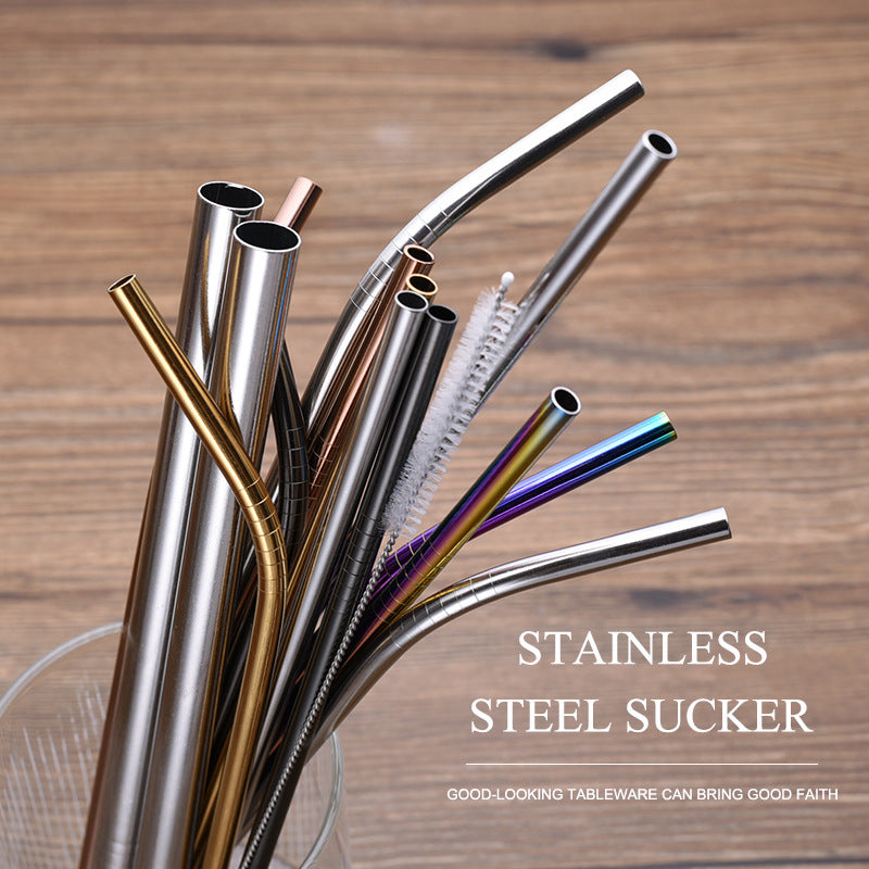Reusable Stainless Steel Drinking Straw Set