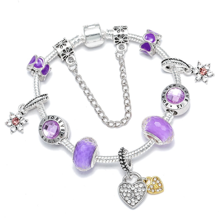Crown Love Beads Charm Bracelet